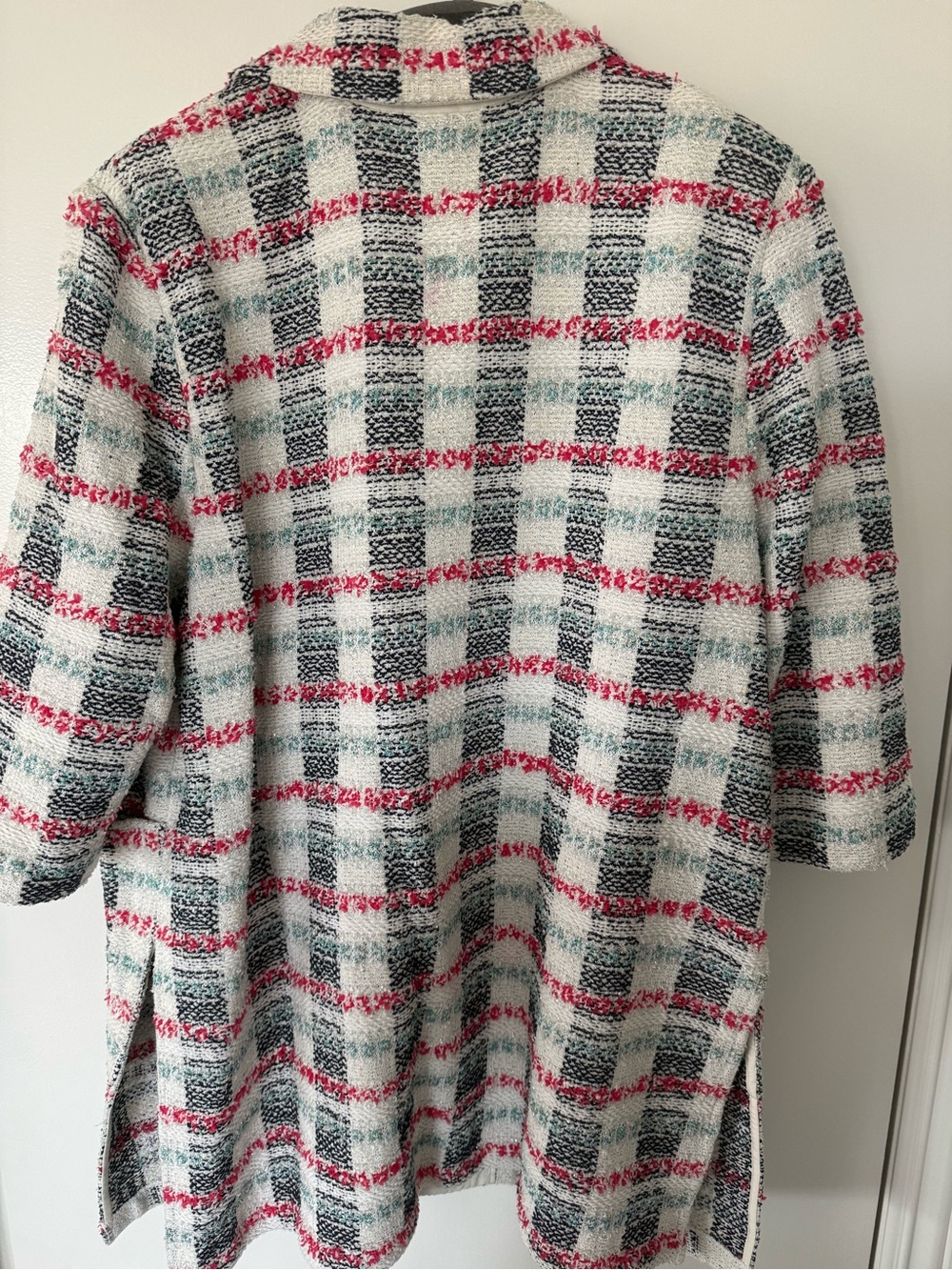 Vintage Inspired Tweed Plaid Jacket Oversized Chic Statement Piece ST John 18 - Picture 8 of 8